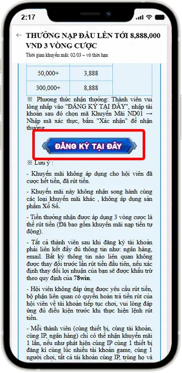 B3 : Chọn  "ĐĂNG KÝ NHẬN NGAY "